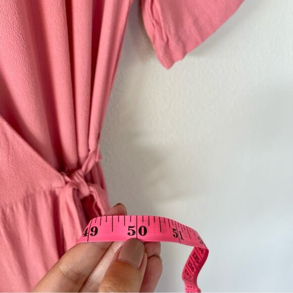 WAYF Pink Wrap Short Sleeve Midi Dress (Size XS) - Picture 9 of 9